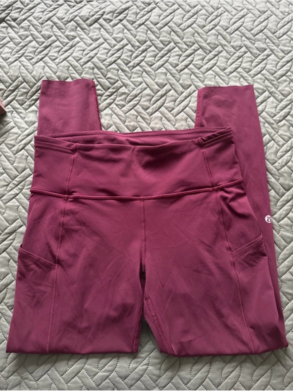 Lululemon Burgundy High-Waist Leggings with Side Pockets (read description)